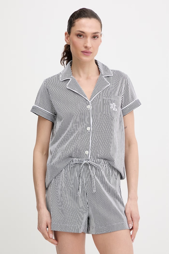 Bavlněné pyžamo Lauren Ralph Lauren sada námořnická modř ILN82313