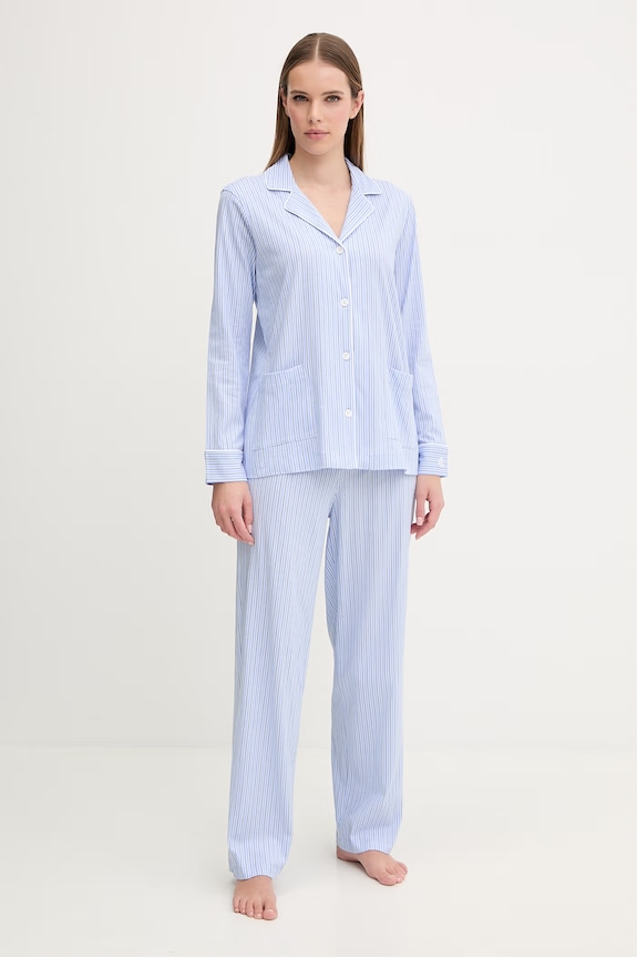 Bavlněné pyžamo Lauren Ralph Lauren sada modrá ILN92277
