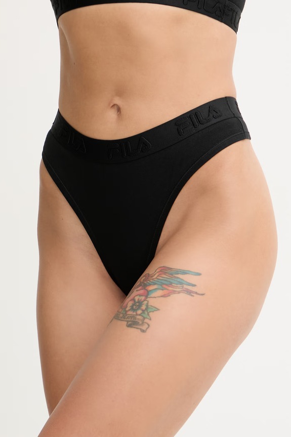 Fila stringi damskie z bawełną czarny FU6372