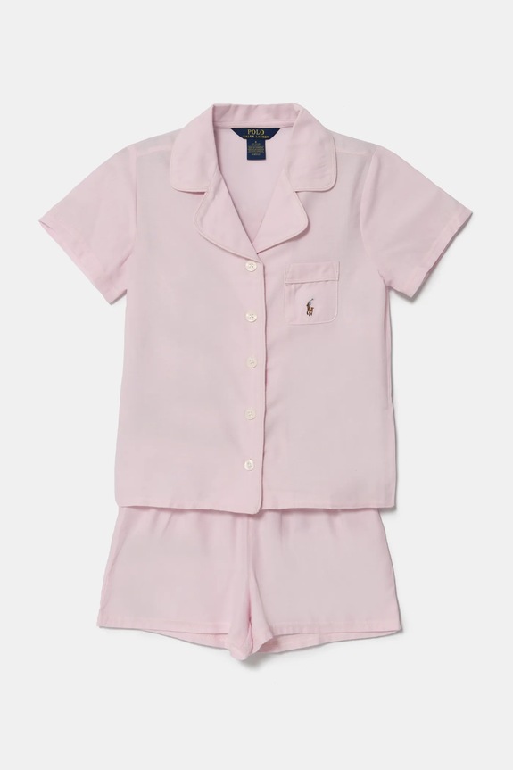 Детска памучна пижама Polo Ralph Lauren комплект розов 4P0122