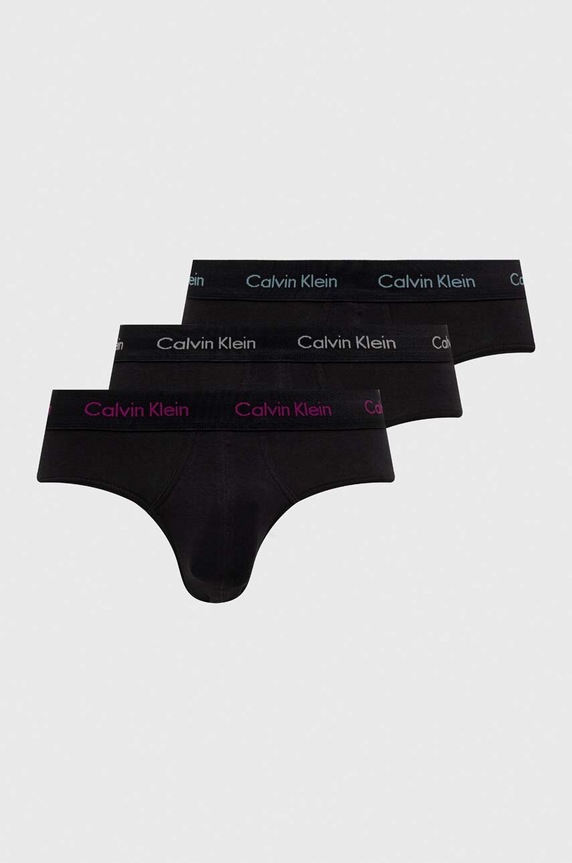 Calvin Klein Underwear slipy męskie bawełniane z elastanem 3-pack nadruk czarny 0000U2661G