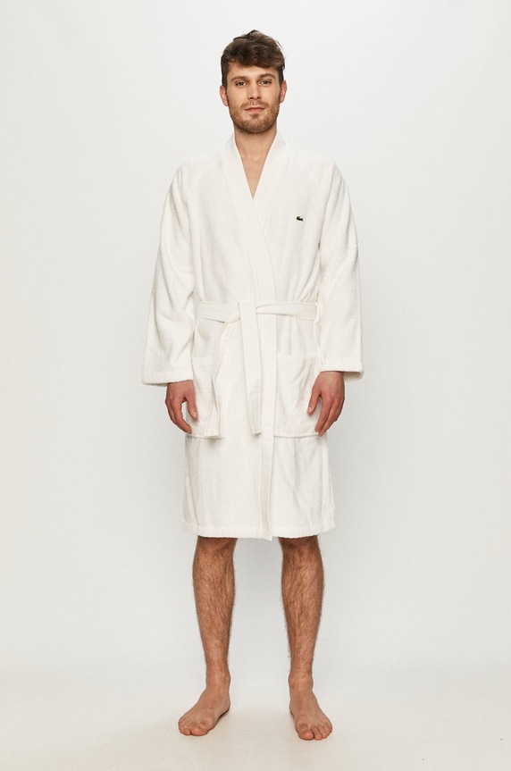 Lacoste Szlafrok LDEFILE bawełna biały LDEFILE