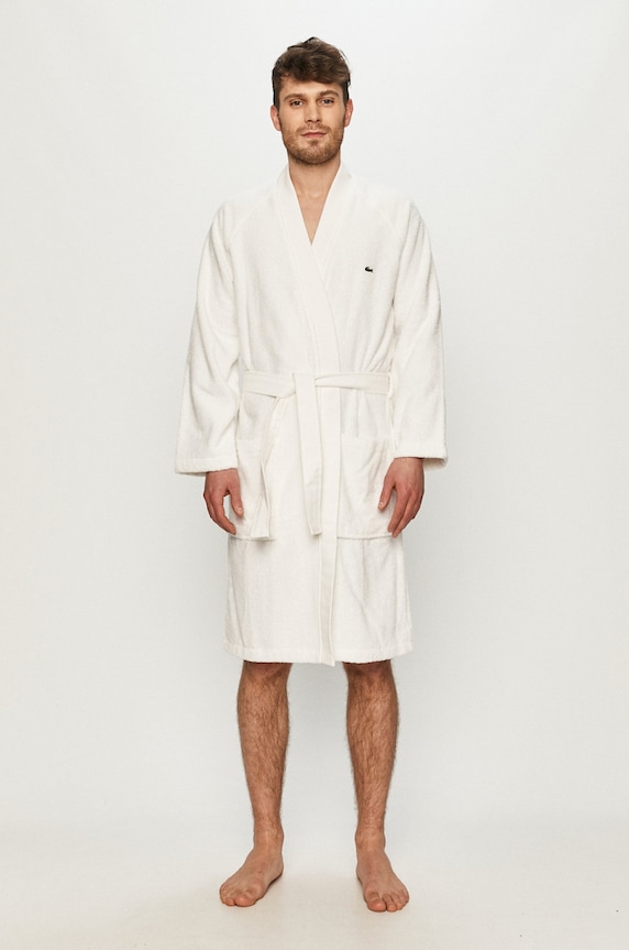 Lacoste Szlafrok LDEFILE bawełna biały LDEFILE