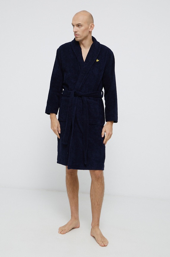 Lyle & Scott Szlafrok dzianina granatowy LUCAS.9058