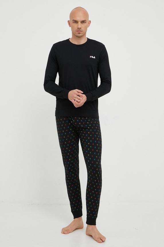 Fila piżama bawełniana nadruk czarny FPS1092