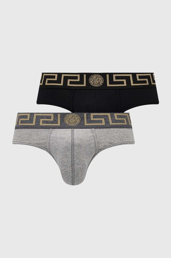 Versace slipy 2-pack dzianina szary AU10180.A232741