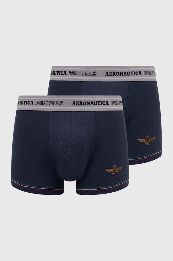Boxerky Aeronautica Militare 2-pak pletenina tmavomodrá AM1UBX003