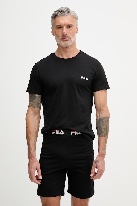 Fila pijama din două piese bărbătească din bumbac negru FPS1194