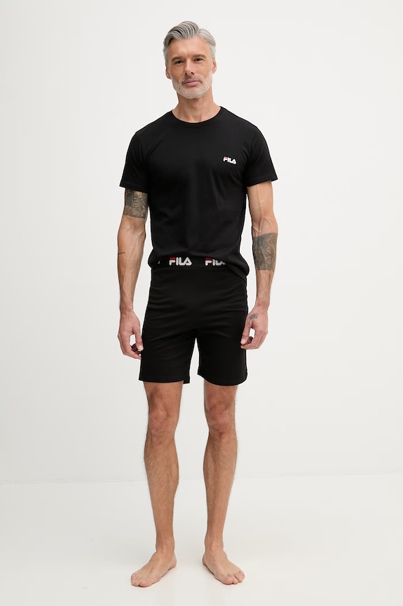 Fila pijama din două piese bărbătească din bumbac FPS1194 negru SS26