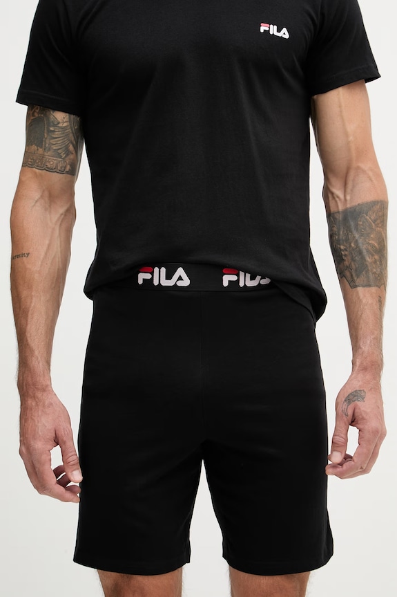 Fila pijama din două piese bărbătească din bumbac negru FPS1194