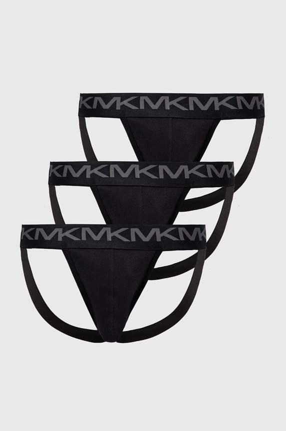 Εσώρουχο jockstrap Michael Kors 3-pack πλεκτό ύφασμα μαύρο 6BR1J10033