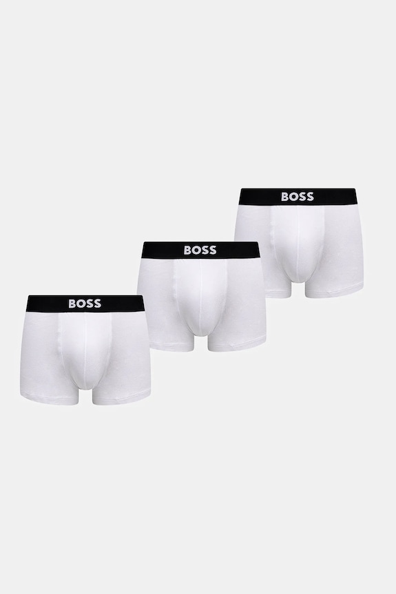 BOSS boxeri bărbați din bumbac cu elastan Trunk 3P BOSS ONE pachet de 3 boxeri alb 50544263