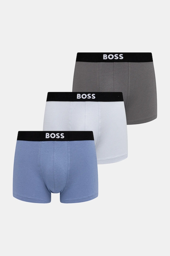 BOSS boxeri bărbați din bumbac cu elastan Trunk 3P BOSS ONE pachet de 3 boxeri albastru 50544263