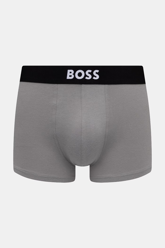 BOSS boxeri pentru bărbați, din bumbac cu elastan Trunk 3P BOSS ONE pachet de 3 gri 50544263