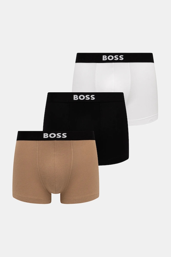 BOSS bokserki męskie bawełniane z elastanem Trunk 3P BOSS ONE 3-pack dzianina czarny 50544263