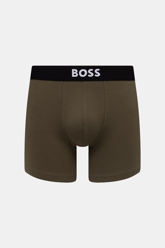 Îmbrăcăminte BOSS boxeri mulați bărbați din bumbac cu elastan BoxerBr 3P BOSS ONE pachet de 3 50544272 verde