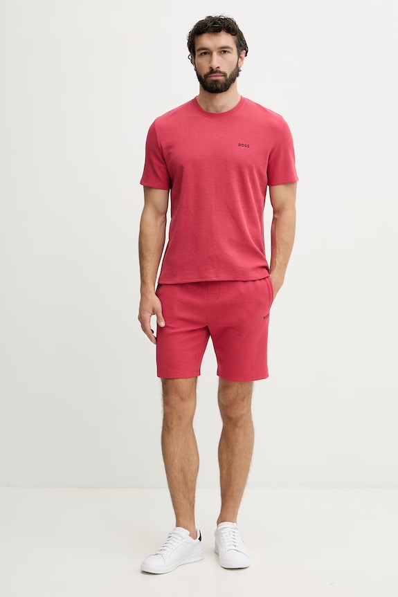 BOSS σορτς lounge ανδρικά με βαμβάκι Waffle Shorts 50535884 κόκκινο AA00