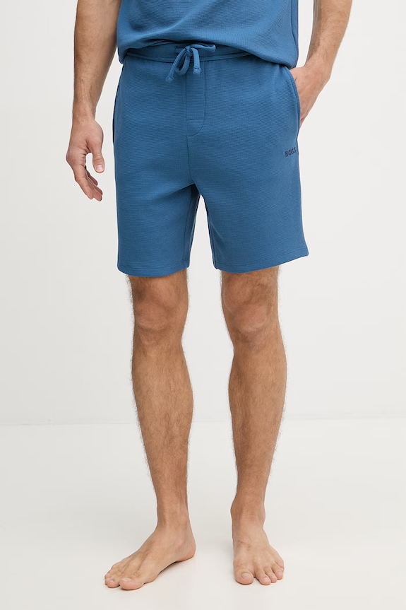 BOSS pantaloni scurți de loungewear bărbătești cu bumbac Waffle Shorts albastru 50535884