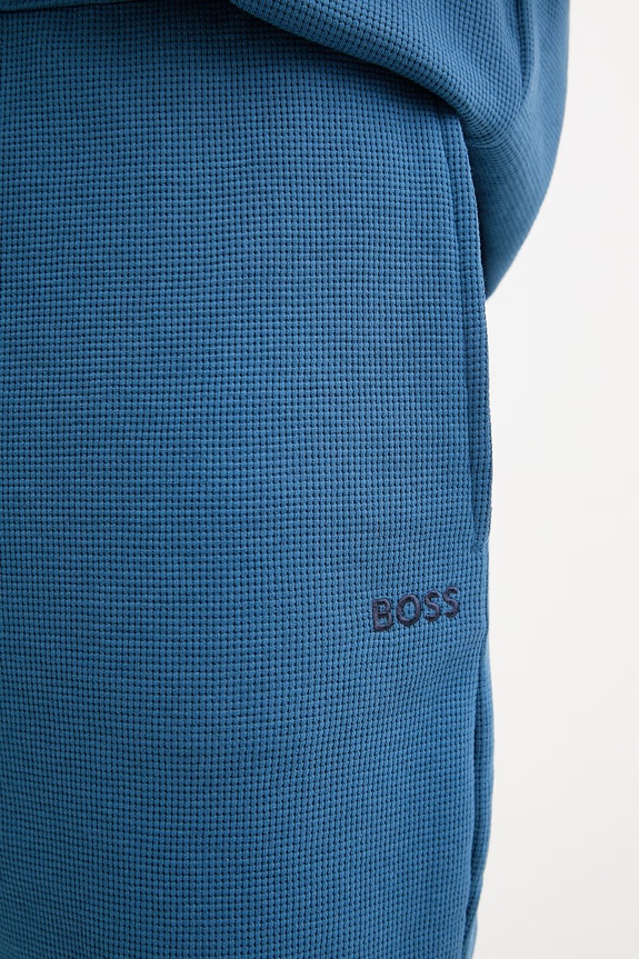 BOSS pantaloni scurți de loungewear bărbătești cu bumbac Waffle Shorts albastru 50535884