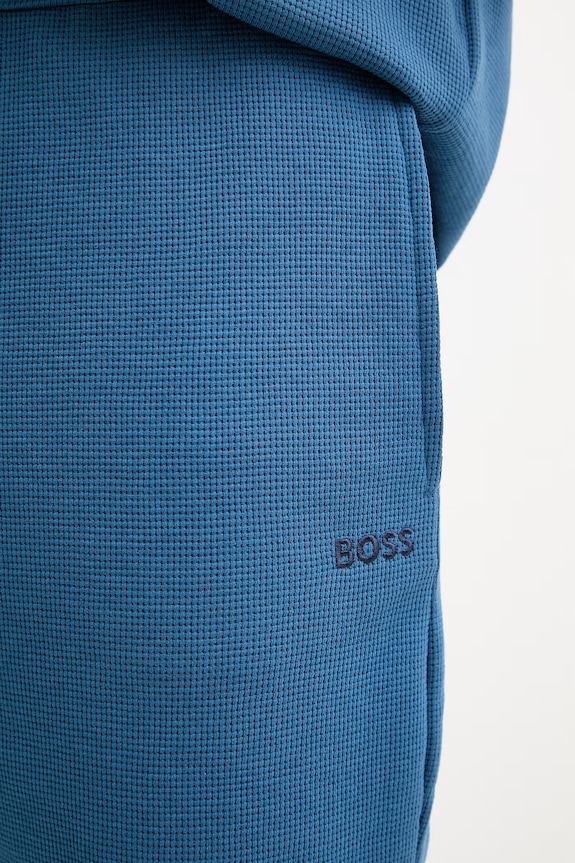 BOSS pantaloni scurți de loungewear bărbătești cu bumbac Waffle Shorts albastru 50535884