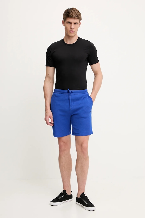 BOSS longue férfi pamuttal Waffle Shorts 50535884 kék AA00