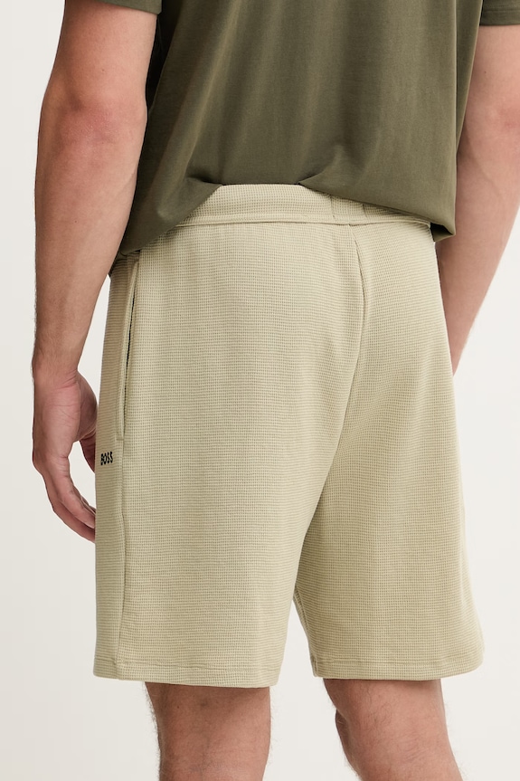 Ρούχα BOSS σορτς lounge ανδρικά με βαμβάκι Waffle Shorts 50535884 πράσινο