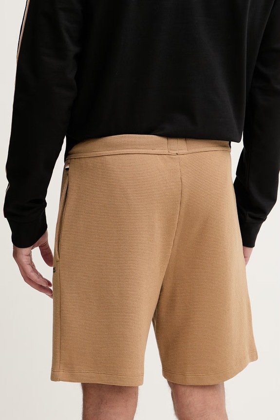 Ρούχα BOSS σορτς lounge ανδρικά με βαμβάκι Waffle Shorts 50535884 καφέ
