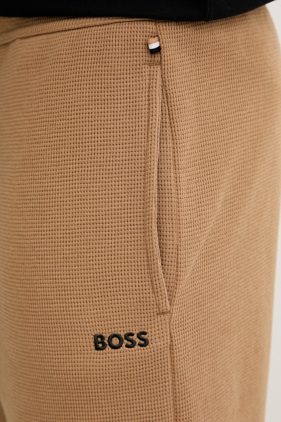 BOSS σορτς lounge ανδρικά με βαμβάκι Waffle Shorts καφέ 50535884