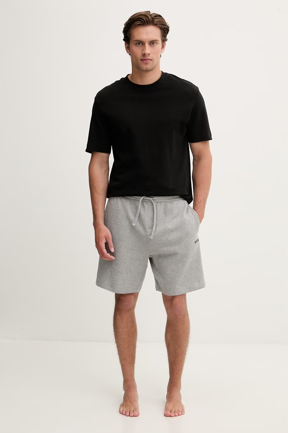 BOSS σορτς lounge Ανδρικά με βαμβάκι Waffle Shorts 50535884 γκρί AA00
