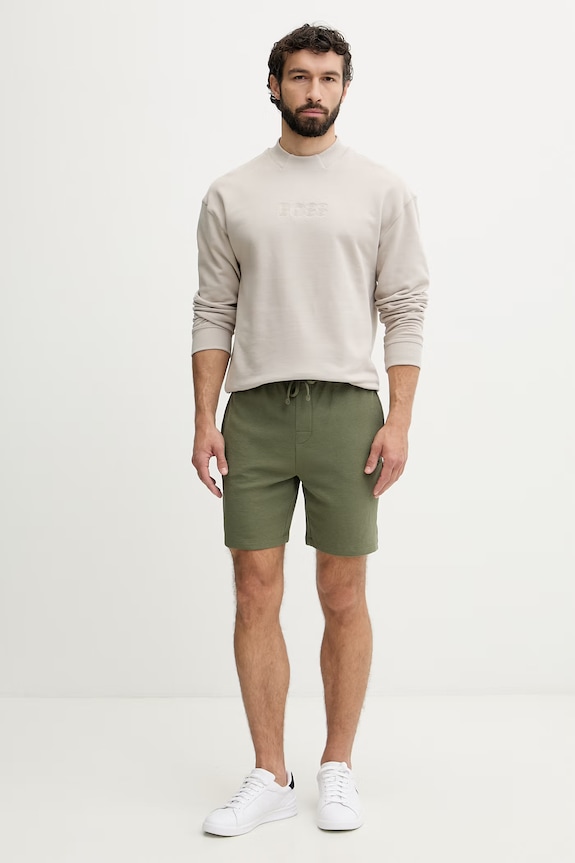 BOSS σορτς lounge ανδρικά με βαμβάκι Waffle Shorts 50535884 πράσινο AA00