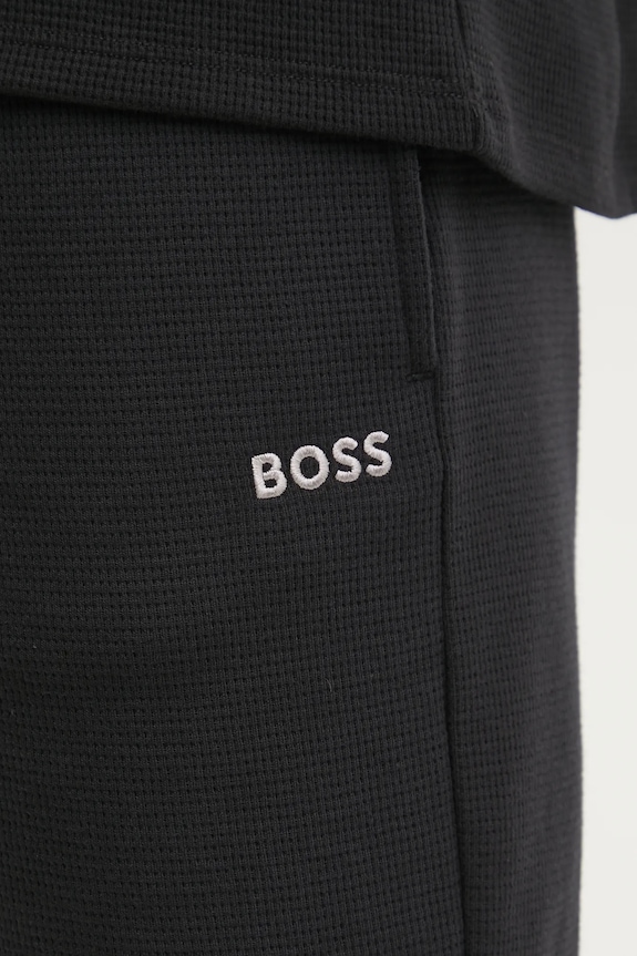 BOSS pantaloni scurți de loungewear bărbătești cu bumbac Waffle Shorts negru 50535884