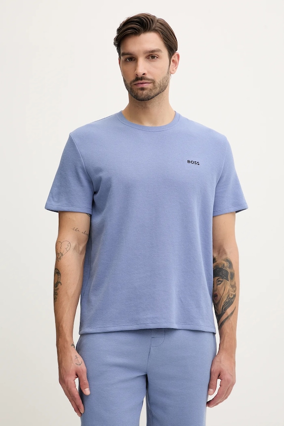 BOSS t-shirt lounge Ανδρικό Waffle T-Shirt μπλε 50535891