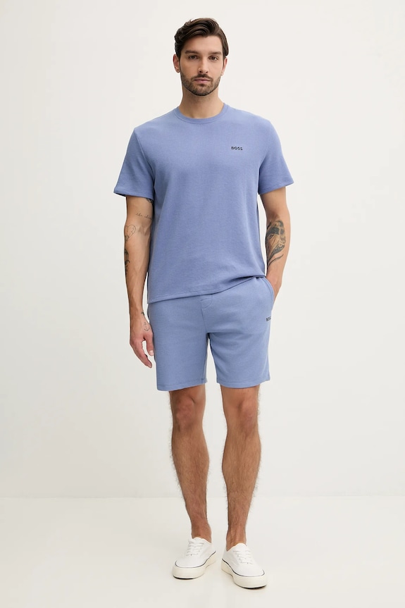 BOSS t-shirt lounge Ανδρικό Waffle T-Shirt 50535891 μπλε SS26