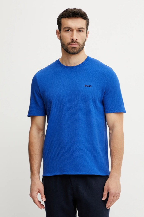 BOSS tricou loungewear bărbătesc Waffle T-Shirt imprimeu violet 50535891