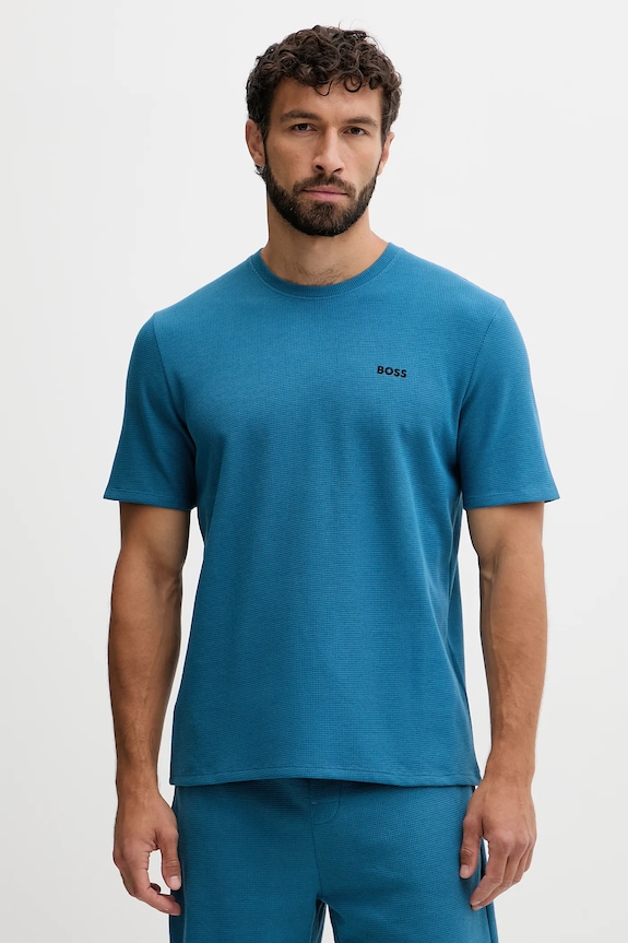 BOSS tricou loungewear bărbătesc Waffle T-Shirt albastru 50535891
