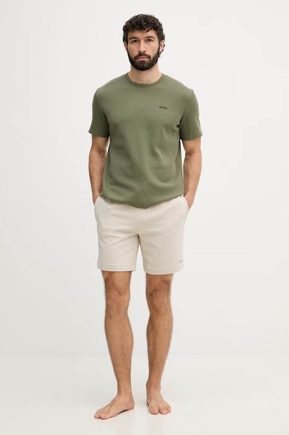 BOSS lounge tričko pánske Waffle T-Shirt 50535891 zelená SS26