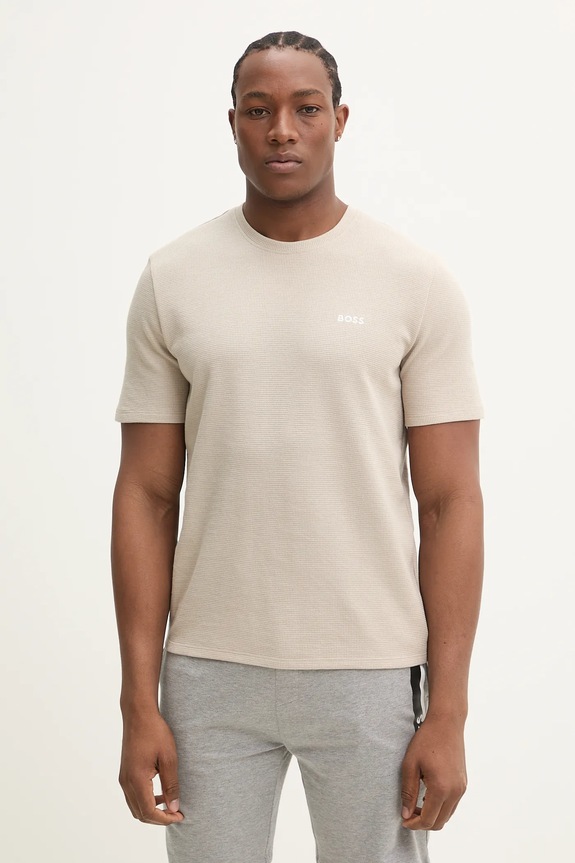BOSS Tricou loungewear bărbați Waffle T-Shirt imprimeu bej 50535891