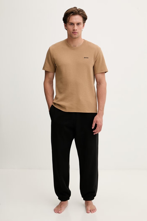 BOSS loungewear kratka moška majica Waffle T-Shirt 50535891 rjava SS26