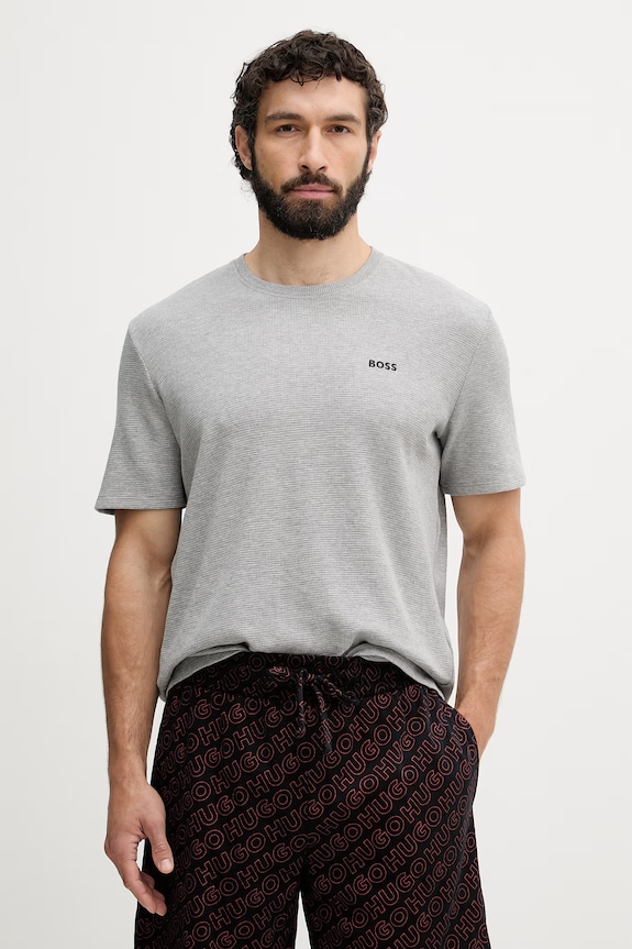 BOSS lounge tričko pánske Waffle T-Shirt sivá 50535891
