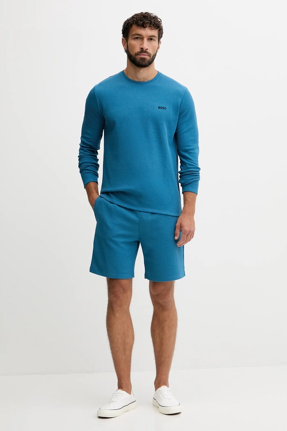 BOSS longsleeve lounge Waffle LS-Shirt 50535870 niebieski AA00