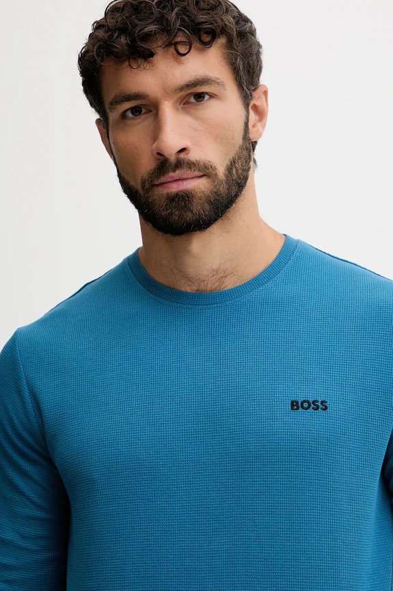 BOSS longsleeve lounge Waffle LS-Shirt niebieski 50535870