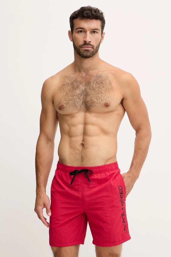 Aqua Speed pantaloni scurți de baie bărbătești cu modele rosu OWEN.