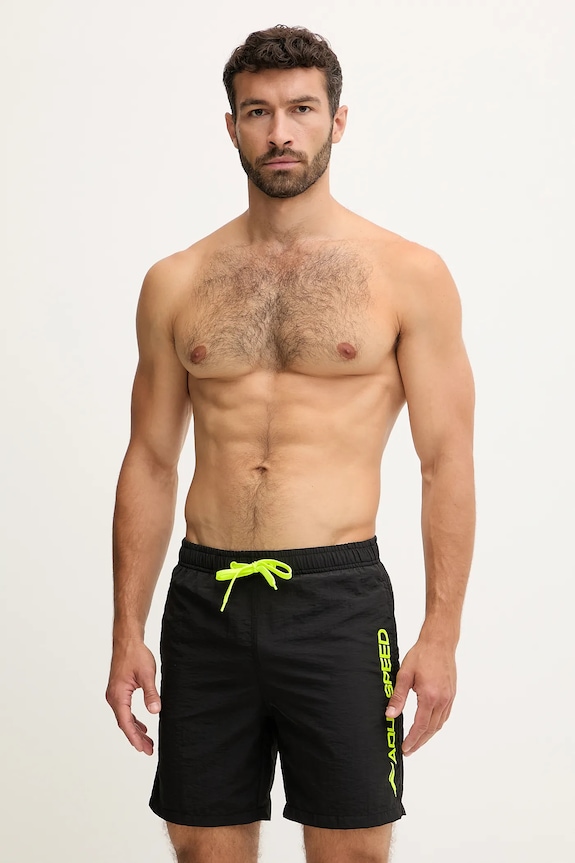 Aqua Speed pantaloni scurți de baie bărbați cu modele negru OWEN.