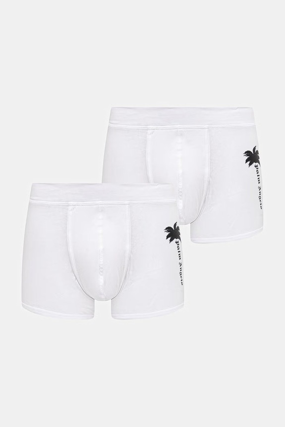 Palm Angels bokserki dopasowane męskie bawełniane z elastanem 2-pack biały PLA1UMBTR09BI