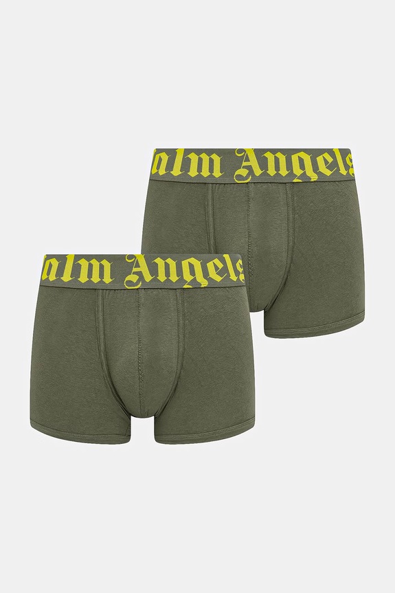 Palm Angels bokserki dopasowane męskie z bawełną 2-pack zielony PLA1UMBTR11BI