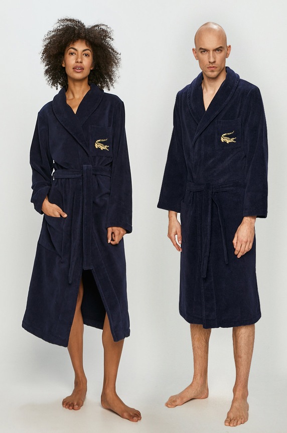 Lacoste szlafrok bawełna granatowy LRENE