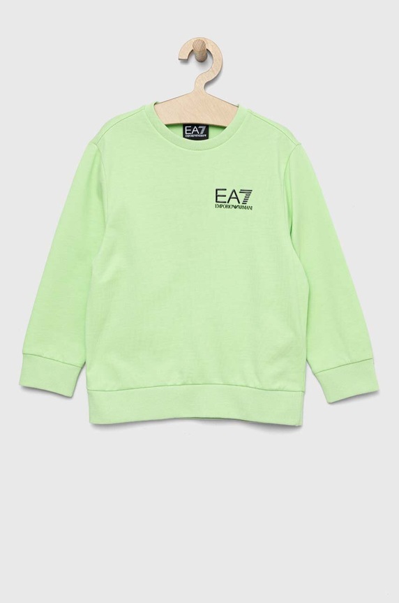 EA7 Emporio Armani hanorac de bumbac pentru copii print verde 8NBM51.BJ05Z