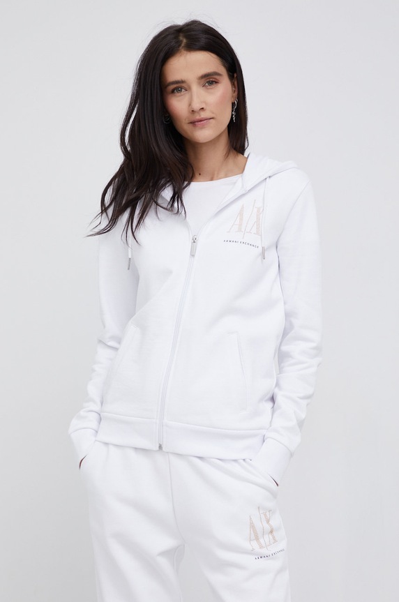 Armani Exchange bluza bawełniana z kapturem biały 8NYM21.YJ68Z.NOS