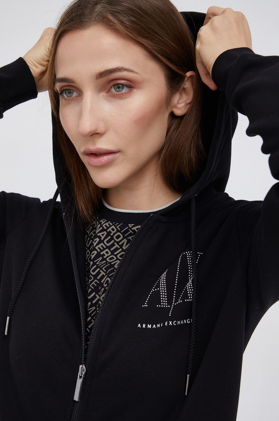 Armani Exchange felpa in cotone nero 8NYM21.YJ68Z.NOS