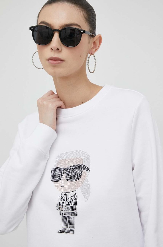 Karl Lagerfeld hanorac de bumbac imprimeu alb 230W1870